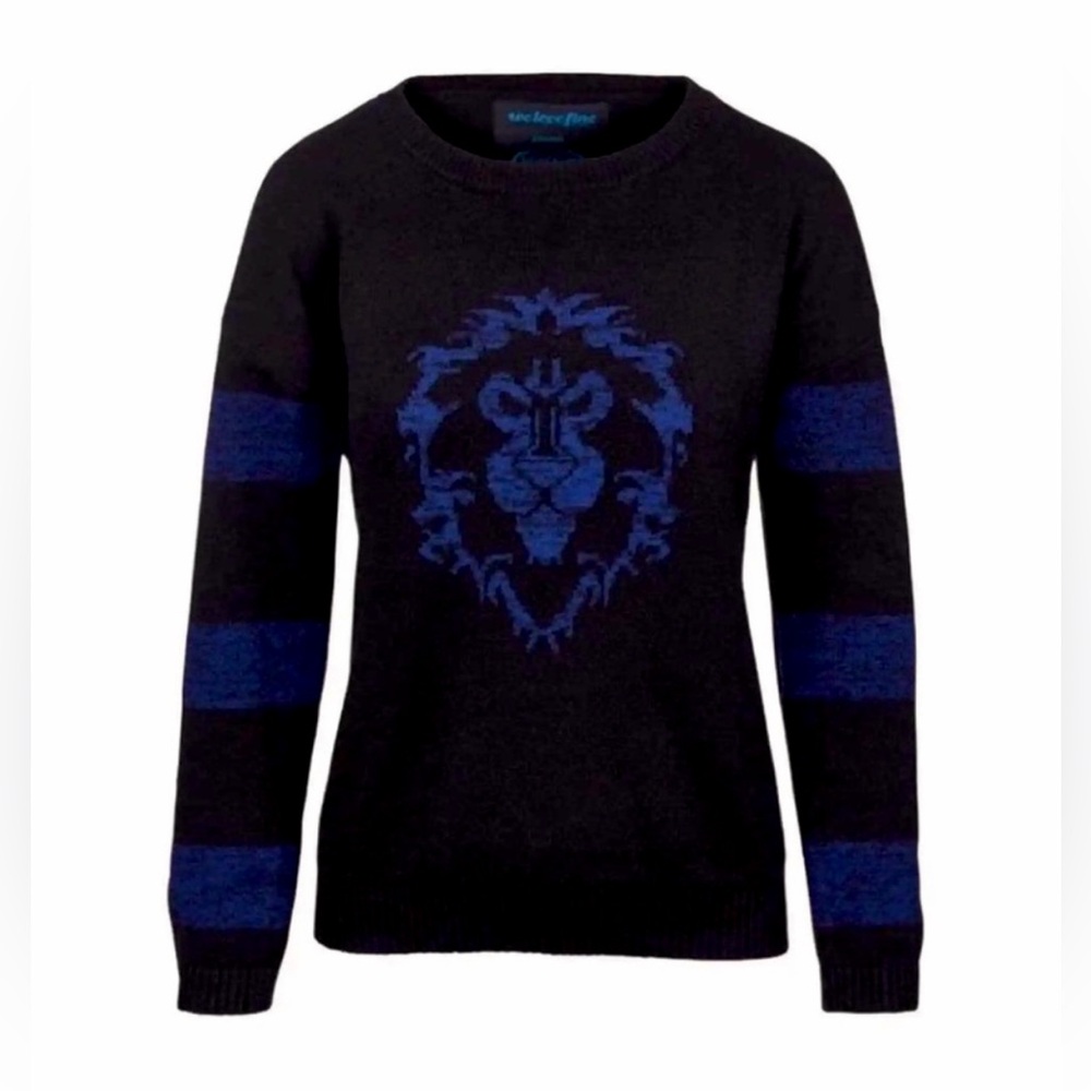 New Welovefine World of Warcraft Alliance Sweater Women's Black and Blue NWOT